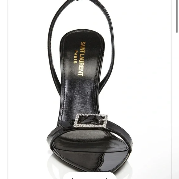 Saint Laurent Glossy Black Heels with Buckle - Picture 3 of 6